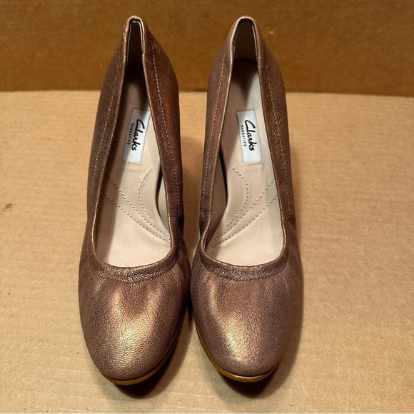 Bronze metallic Clark’s Grace Eva chunky heel shoes, size 7.5, comfortable - Picture 2 of 12